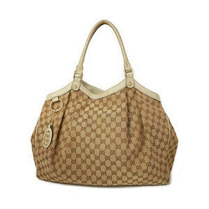 Gucci Sukey Tote Shoulder Bag GG monogram canvas leather Beige Tan